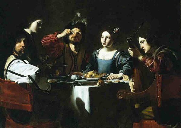 Nicolas Tournier Banquet Scene with a Lute Player oil painting image